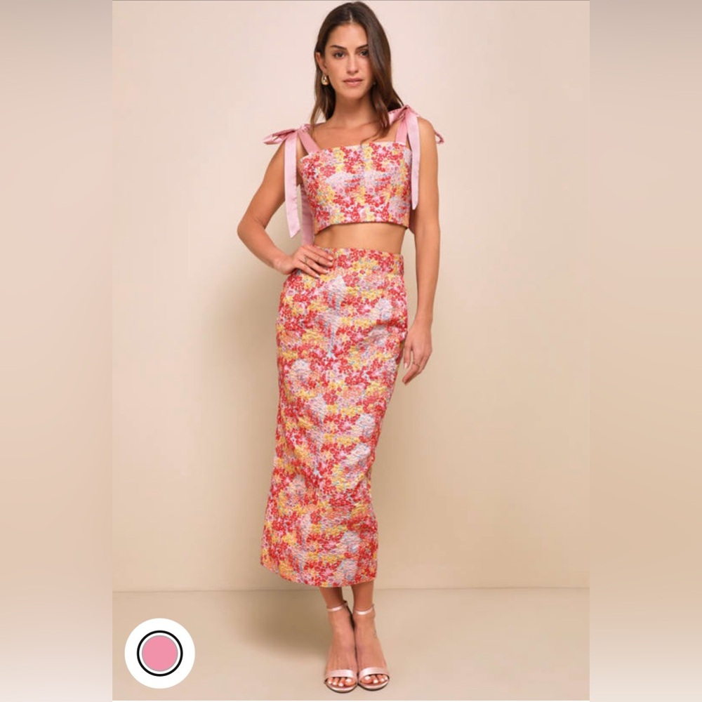 Lulu's Pink Floral Midi Dress
